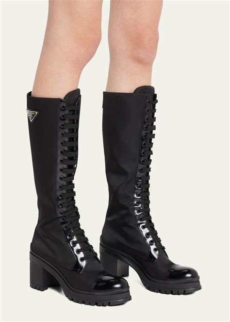 prada over the knee boots|prada lace up combat boots.